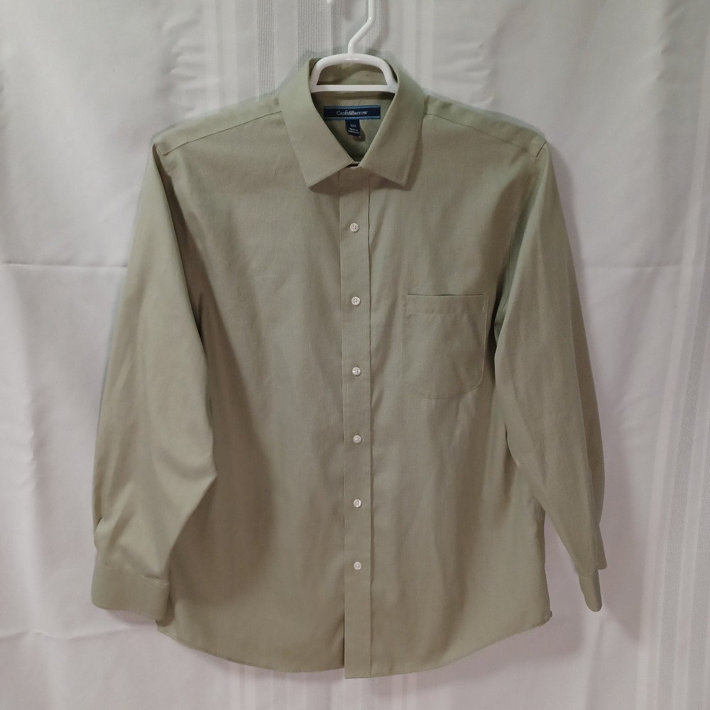 Croft & Barrow Dress Shirt Mens 16.5 32/33 Tan Long Sleeve‎ Textured Button Down